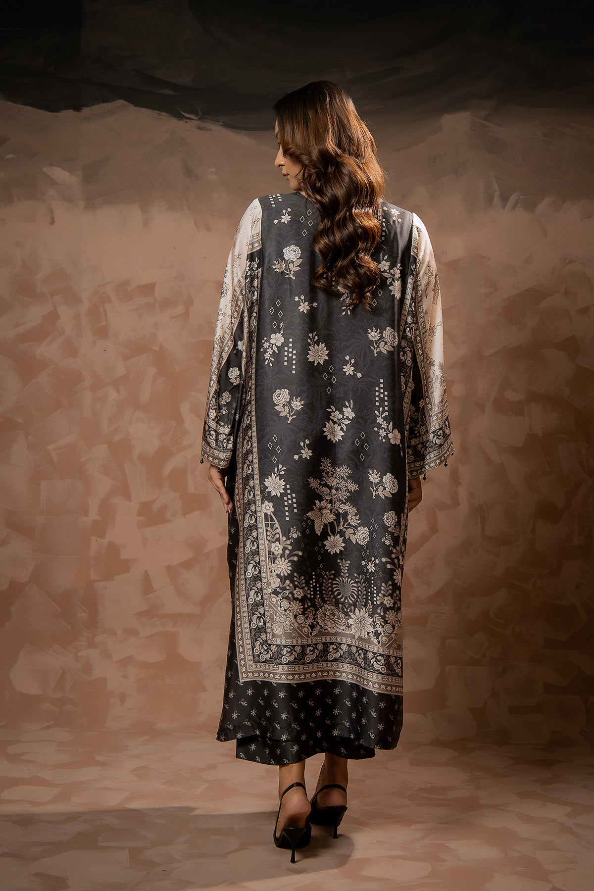 Noir Bloom Printed Shamose Silk 2-Piece