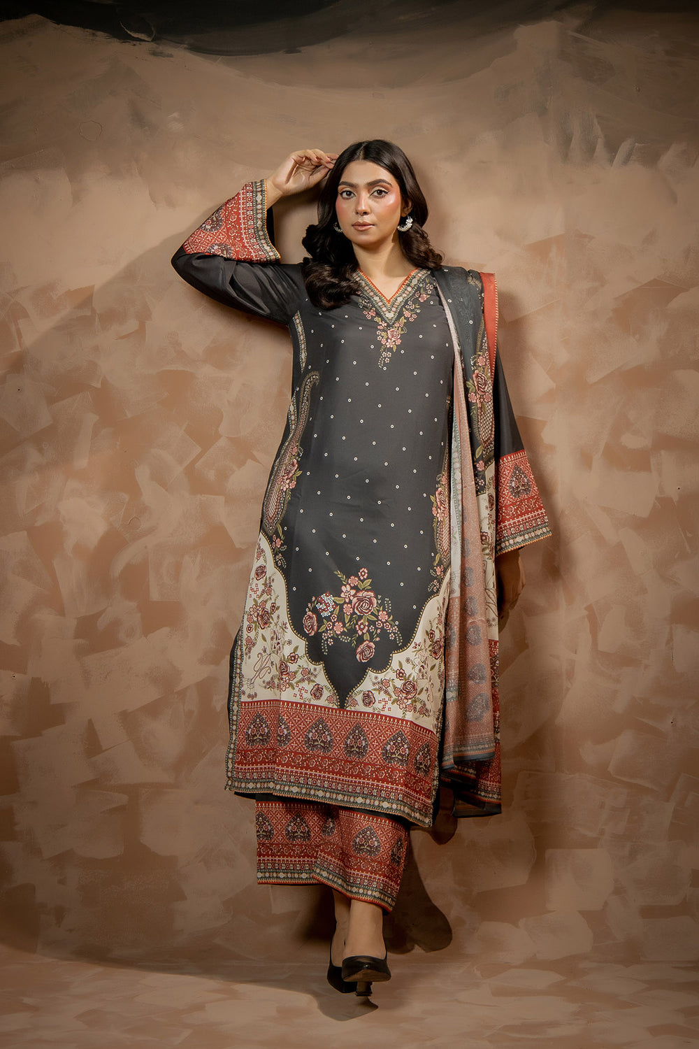 Noir Heritage Printed 3-Piece Suit