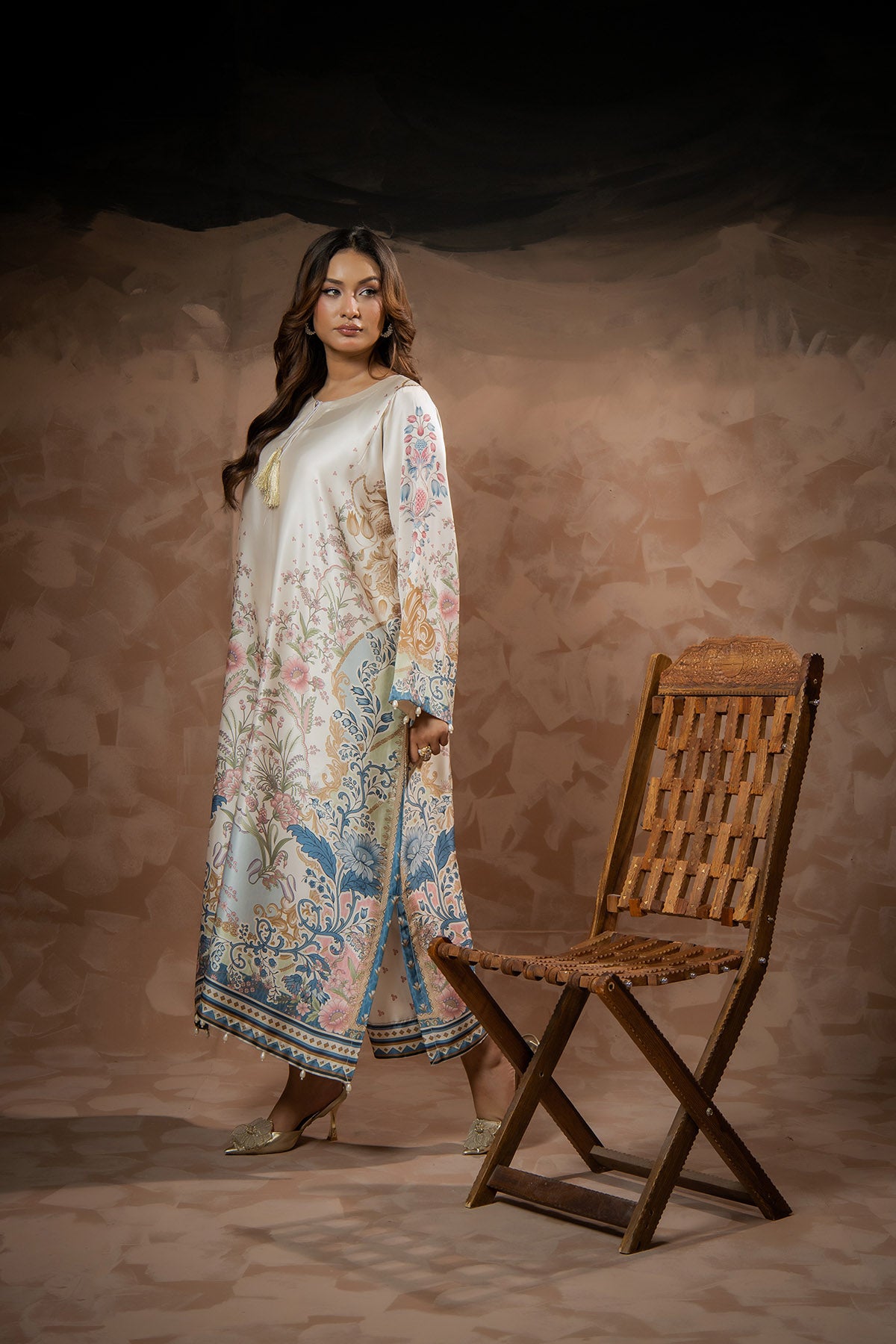 Ivory Bloom Printed Kaftan