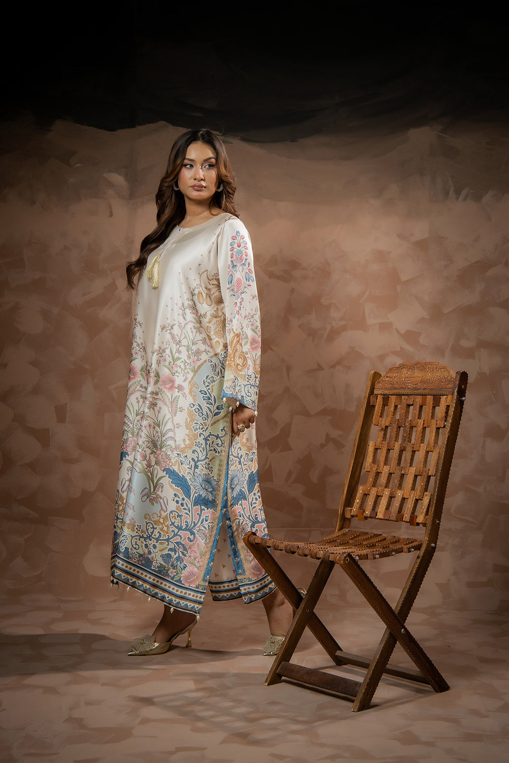 Ivory Bloom Printed Kaftan
