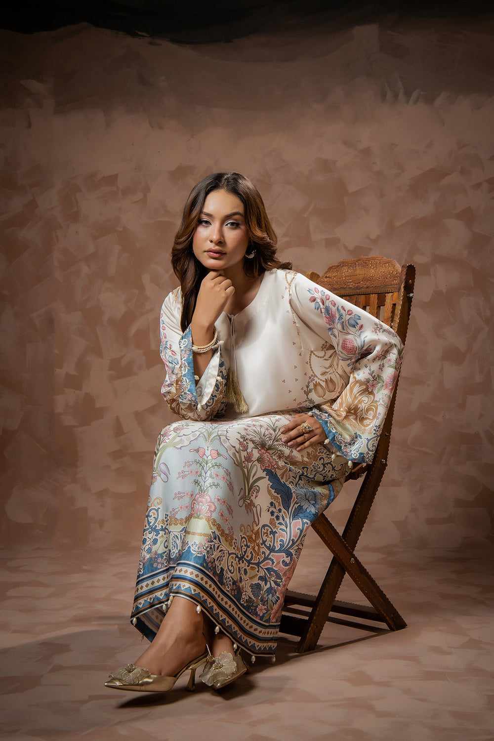 Ivory Bloom Printed Kaftan