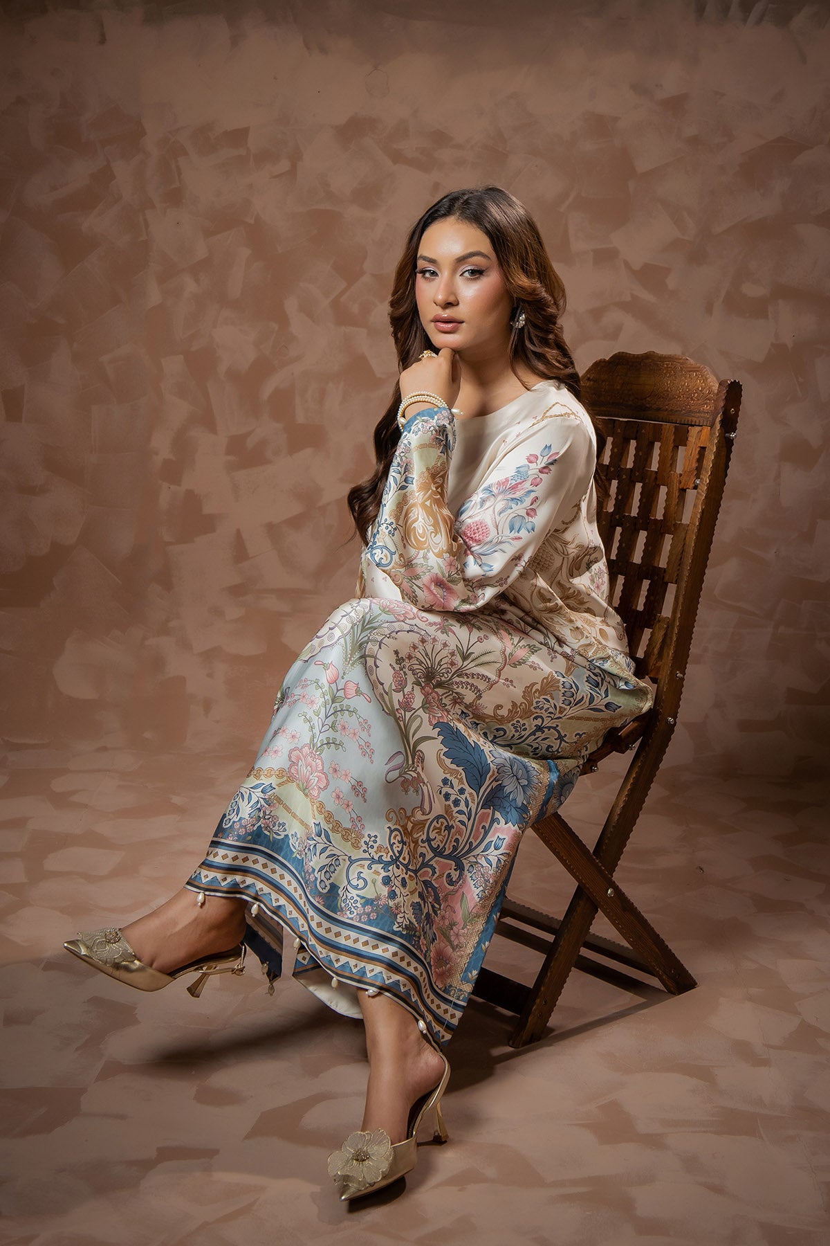 Ivory Bloom Printed Kaftan
