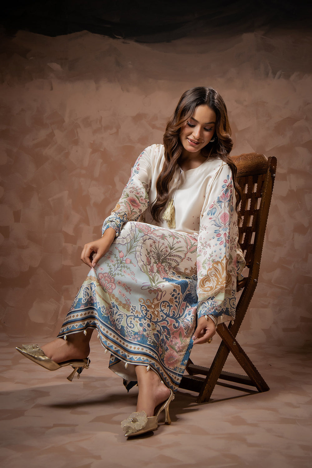 Ivory Bloom Printed Kaftan
