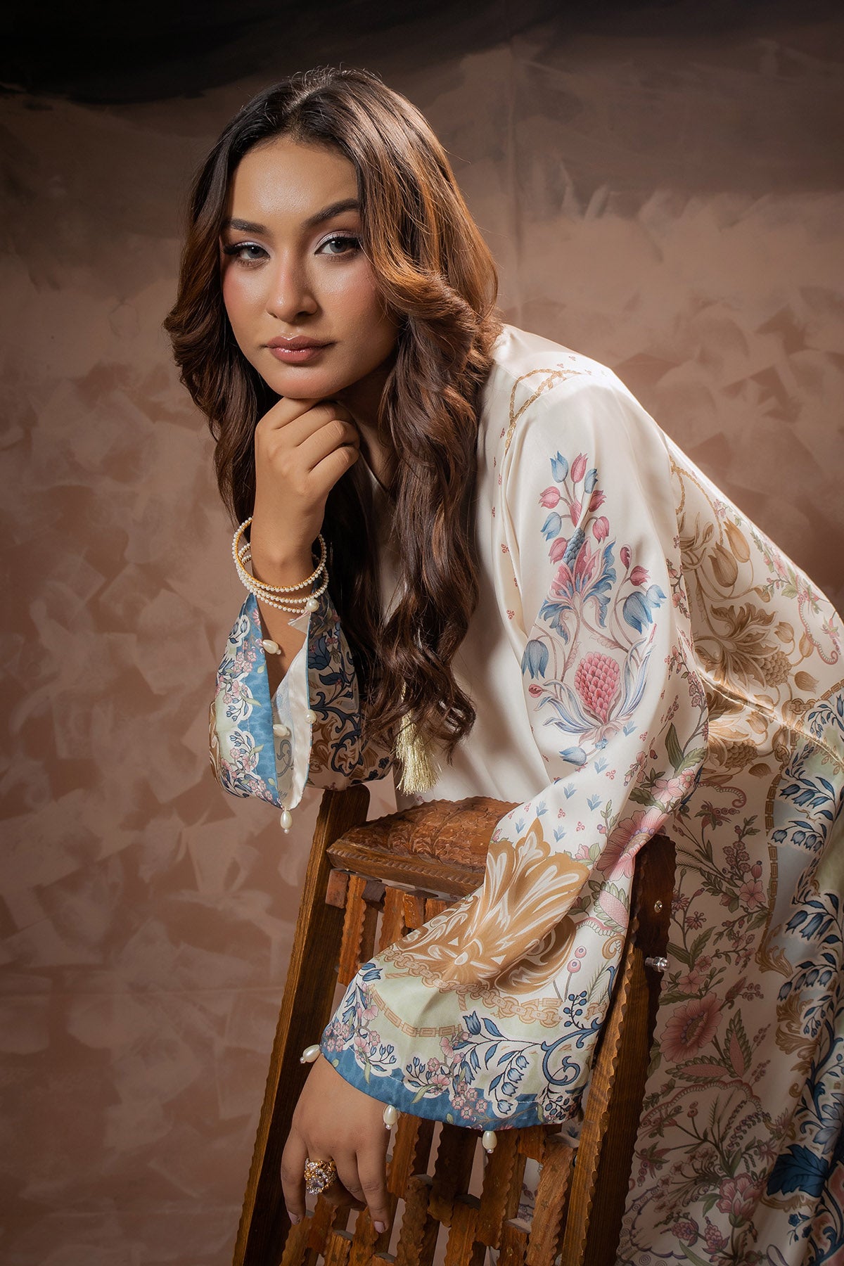 Ivory Bloom Printed Kaftan