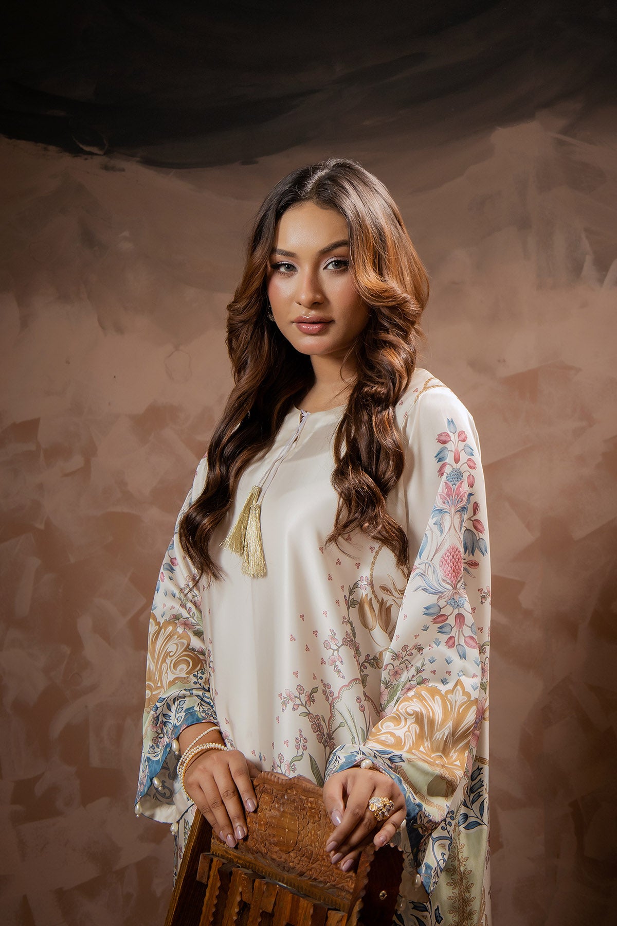 Ivory Bloom Printed Kaftan