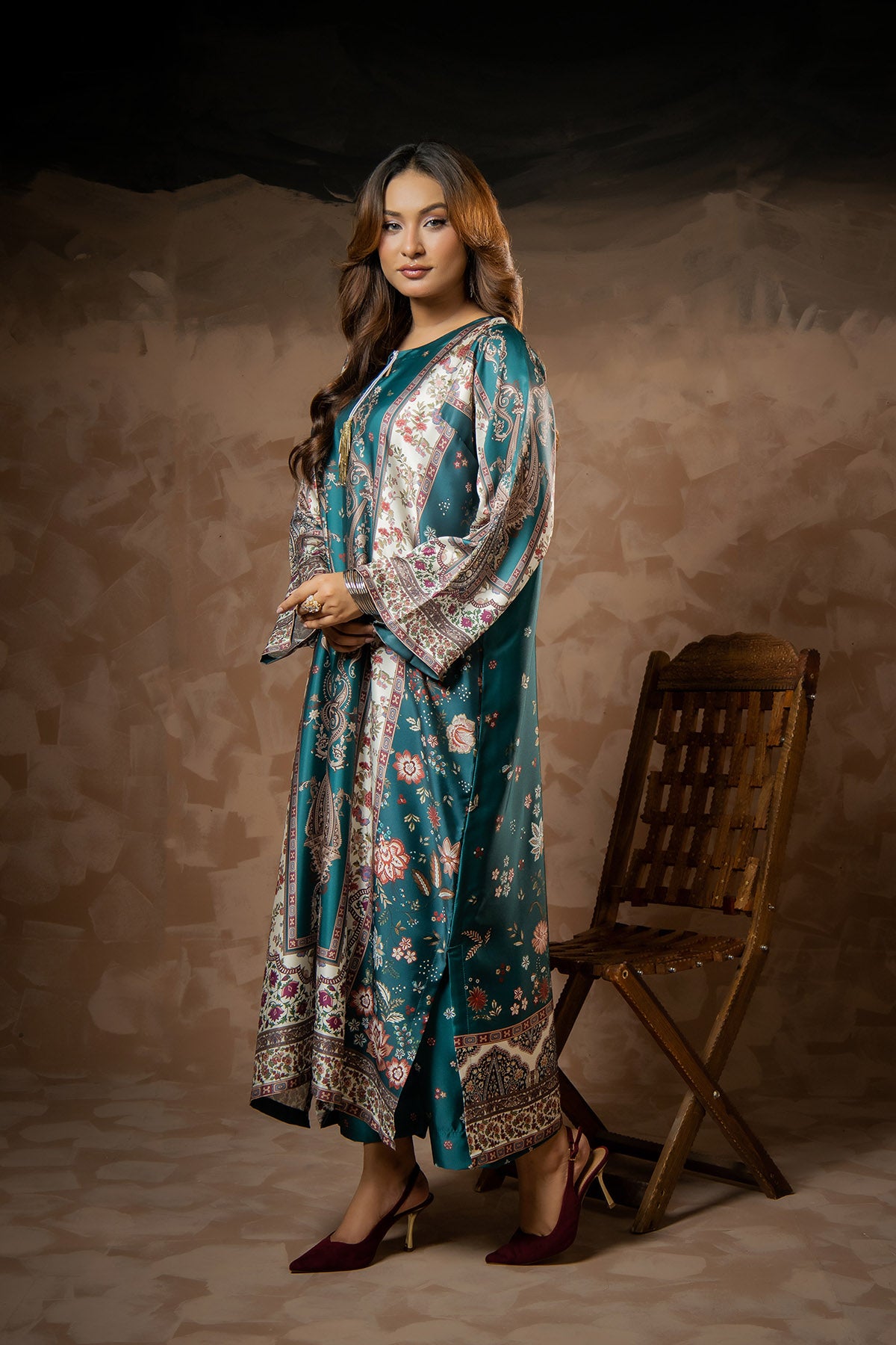 Emerald Bloom Printed Kaftan