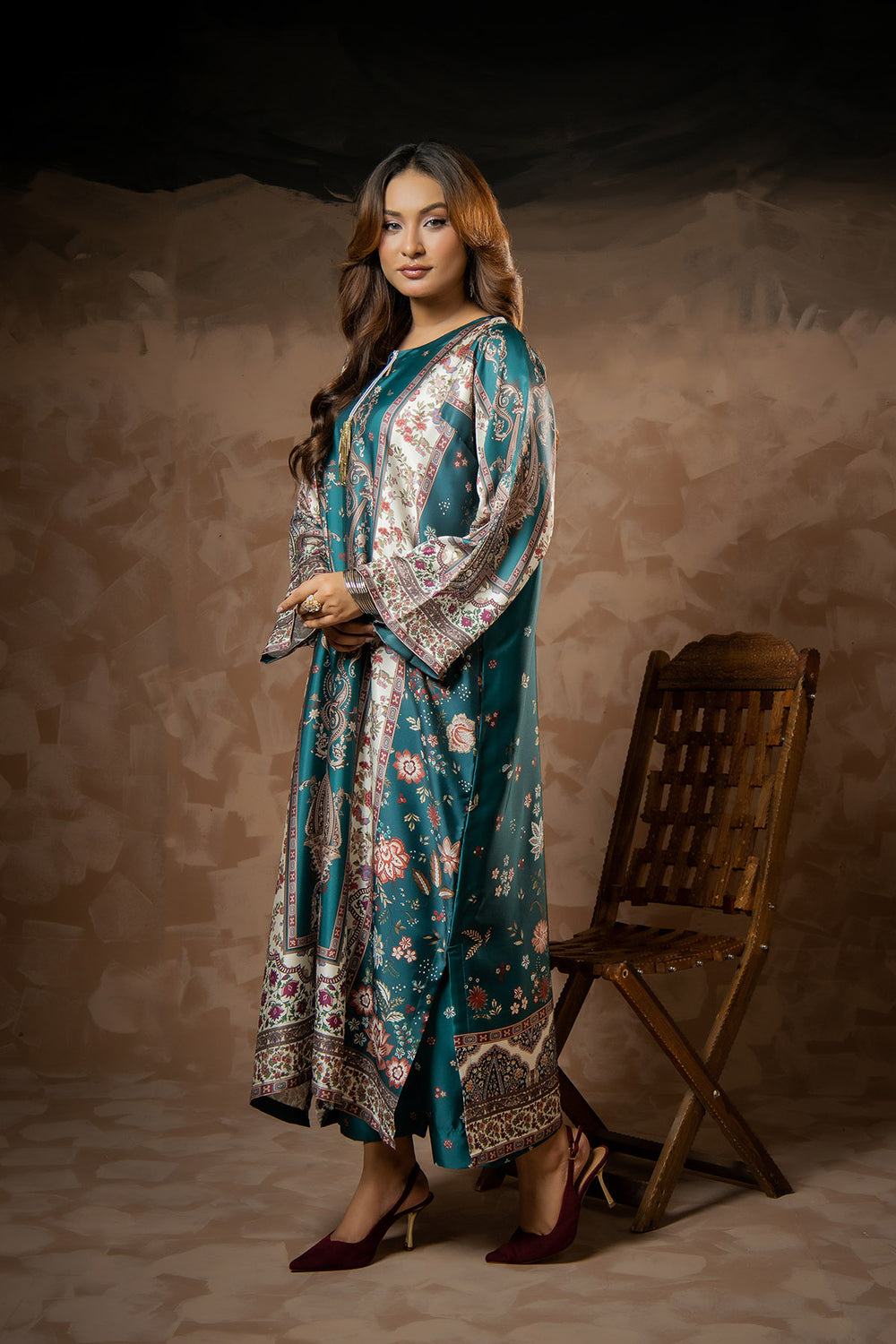 Emerald Bloom Printed Kaftan