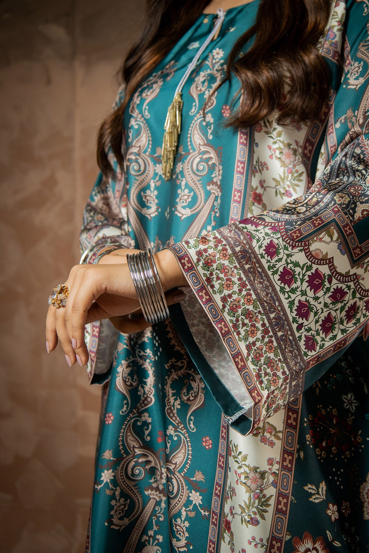 Emerald Bloom Printed Kaftan