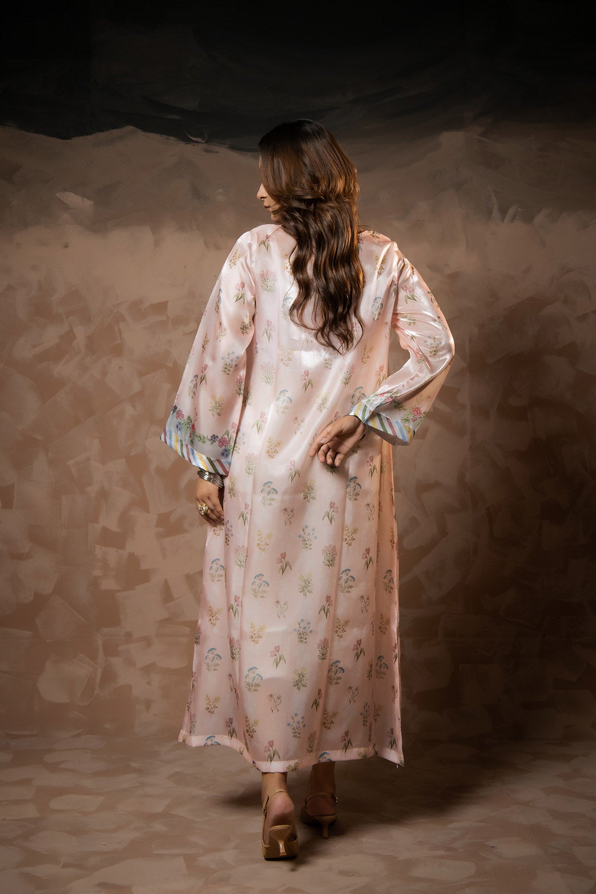 Blush Meadow Printed Sheesha Silk Kaftan