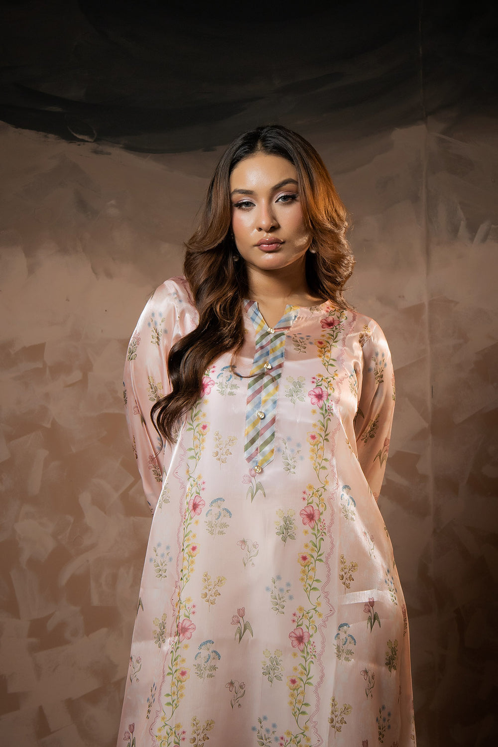 Blush Meadow Printed Sheesha Silk Kaftan