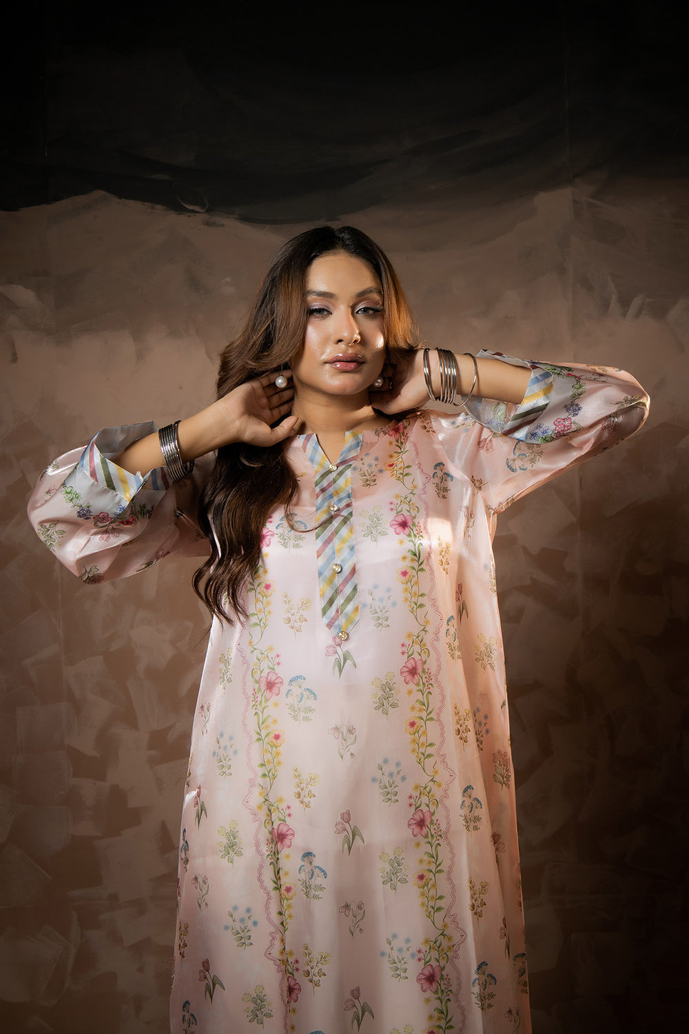 Blush Meadow Printed Sheesha Silk Kaftan