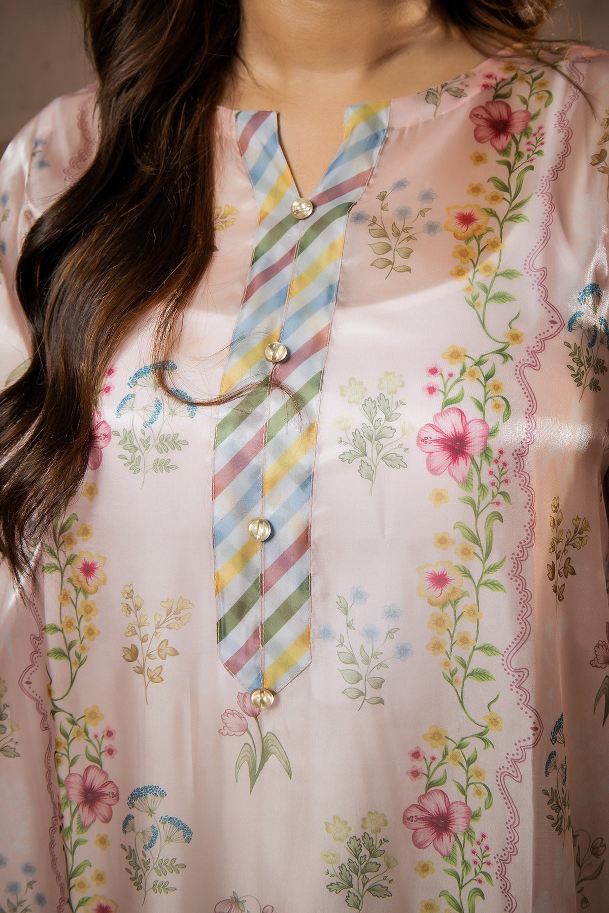 Blush Meadow Printed Sheesha Silk Kaftan