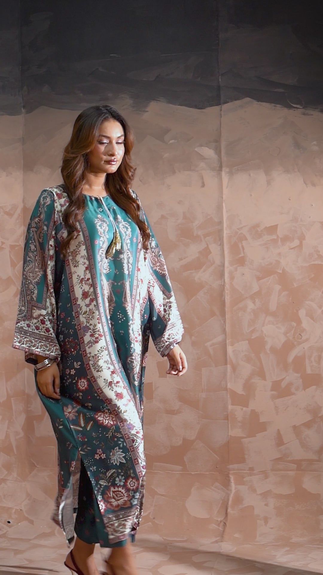Emerald Bloom Printed Kaftan